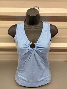 Light Blue Sleeveless Ring-Front Tank Top